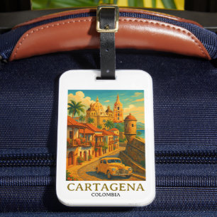 Cartagena Colombia Retro Art Bagagelabel
