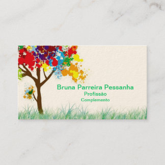 Cartão árvore colorida visitekaartje