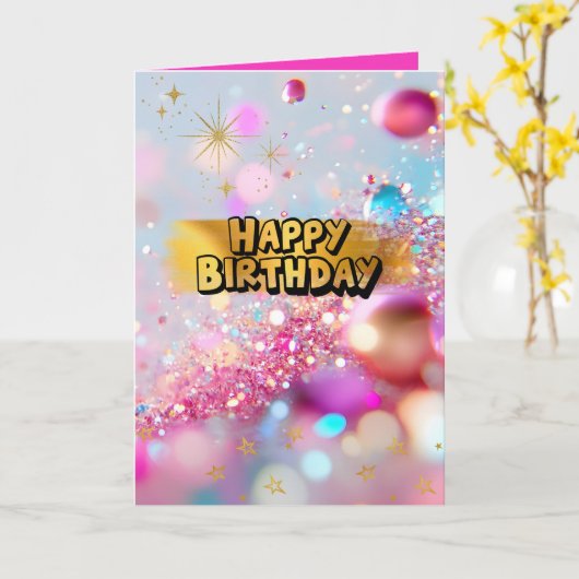 CARTE カラフルかわいいY2Kハッピーバースデー♡ (Fleur jaune)