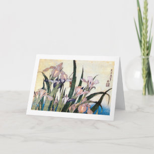 Carte 杜若ときりぎりす, iris de 北斎 et sauterelle, Hokusai