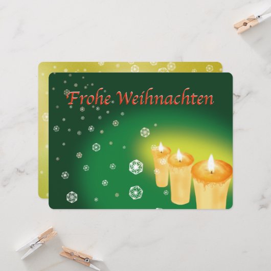 Carte 雪を麻の葉文様で描いたクリスマスカード (Frohe Weihnachten) (Devant/Arrière en situation)