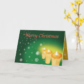 CARTE 雪を麻の葉文様で描いた二つ折りクリスマスカード (Fleur jaune)