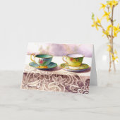 Carte 0001 Teacups on Lace Mother's DAy (Fleur jaune)