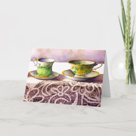 Carte 0001 Teacups sur la fête des mères dentelles (Devant)