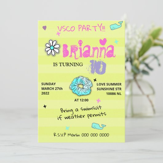 Carte 005 Teenager's party vsco tendance thème (Debout devant)