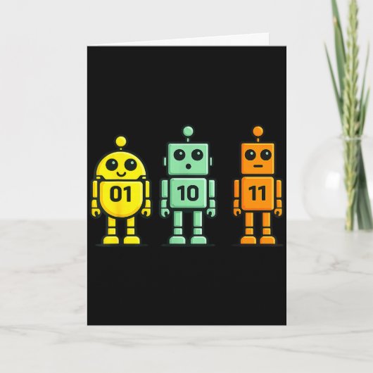 Carte 01 10 11 robot drôle code binaire robots 01 10 110 (Devant)