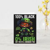Carte 0% Irish 100% Black -funny St. Patricks Day Black  (Fleur jaune)