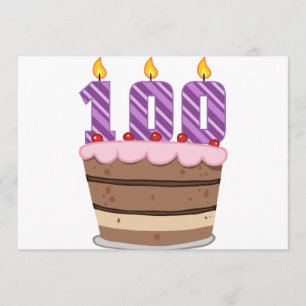 Carte 100 ans sur le gâteau d'anniversaire