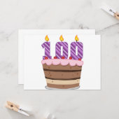 Carte 100 ans sur le gâteau d'anniversaire (Devant/Arrière en situation)