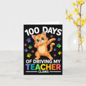 Carte 100 Days Of Driving My Teacher Claws Dabbing Cat S (Fleur jaune)