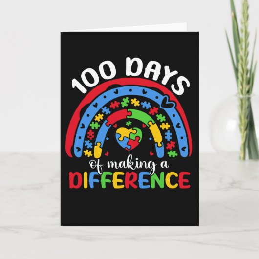 Carte 100 Days of Making a Difference Autism Awareness (Devant)