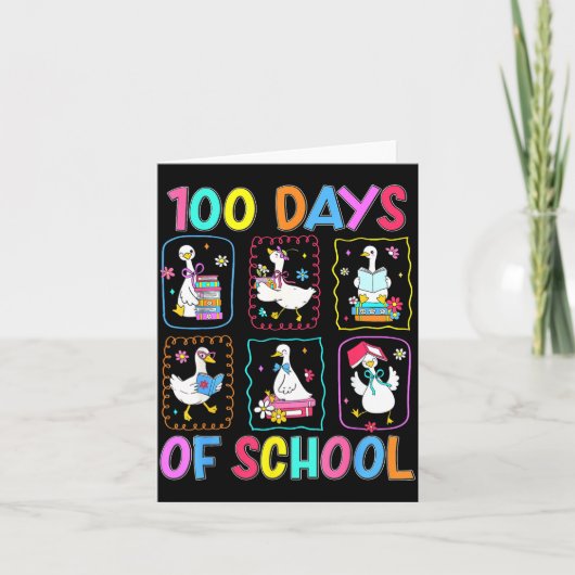 Carte 100 Days Of School 100th Day Funny Goose Boys Girl (Devant)
