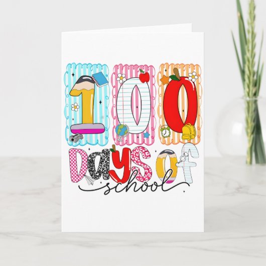 Carte 100 Days of School Cute Colorful 100th Day (Devant)