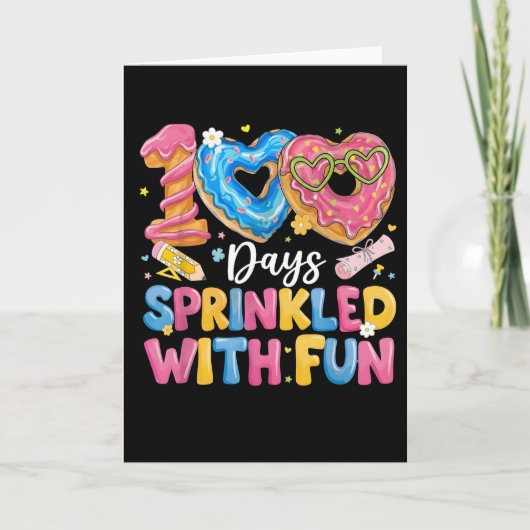 Carte 100 Days Sprinkled With Fun Cute Donut (Devant)