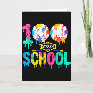 Carte 100 Jours D'école Baseball Garçons Enfants Coloré