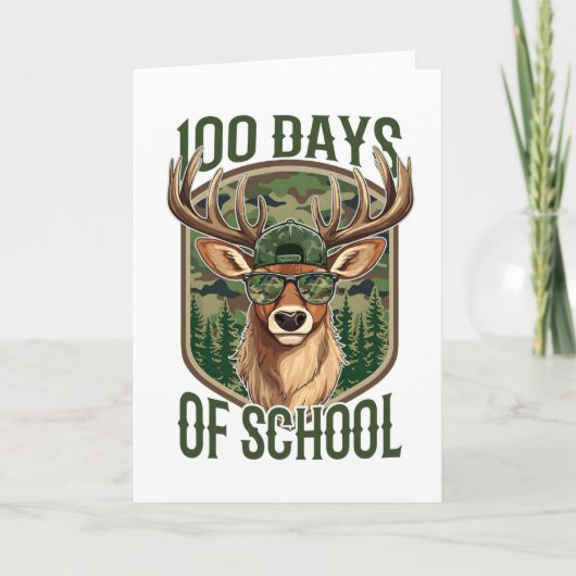 Carte 100 Jours d'École Cerf Camo Professeur Drôle (Devant)