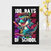 Carte 100 Jours D'école Dinosaure Cool Skateboard  (Fleur jaune)