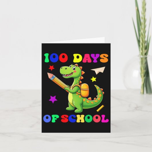 Carte 100 Jours D'École Dinosaure Maternelle Conception (Devant)