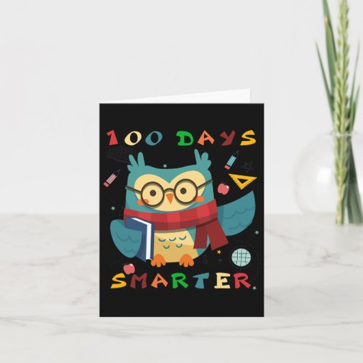 Carte 100 Jours D'École Garçon Fille Cadeau Smarter Owl (Devant)