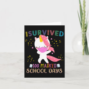 Carte 100 jours d'école masquée Dabbing Unicorn Ma