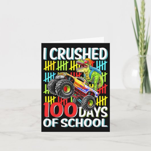 Carte 100 Jours D'École T-rex Monster Truck 100e Jour O (Devant)