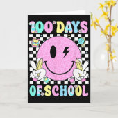 Carte 100 Jours D'école Visage Souriant Rétro Enseignant (Fleur jaune)