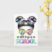 Carte 100 Jours Filles intelligentes Messy Bun Cheveux 1 (Fleur jaune)