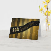 Carte 100e anniversaire, années glorieuses, or avec bann (Fleur jaune)
