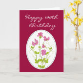 Carte 100e anniversaire Aquarelle pois doux avec écritur (Fleur jaune)