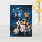 Carte 100e anniversaire avec moto (Fleur jaune)