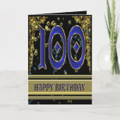Carte 100e anniversaire avec or et bulles (Devant)