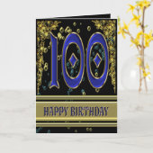 Carte 100e anniversaire avec or et bulles (Fleur jaune)