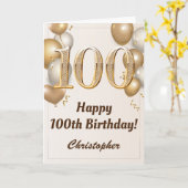 Carte 100e anniversaire Ballons d'or et Confetti Anniver (Fleur jaune)
