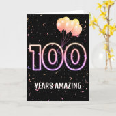 Carte 100e anniversaire Ballons et Confetti (Fleur jaune)