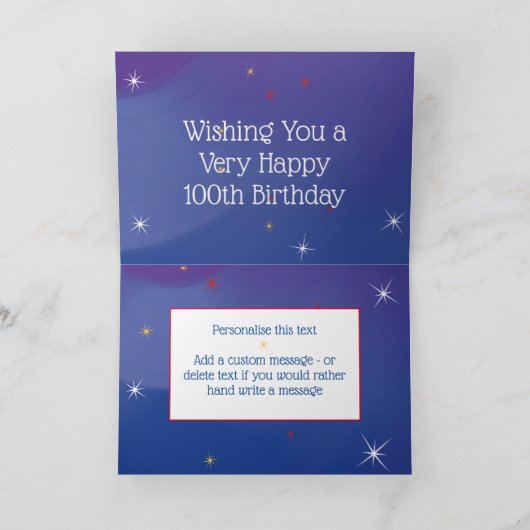 Carte 100e anniversaire - Blue Gold Star Numéro - ANCIEN (Intérieur)