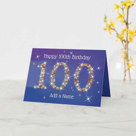Carte 100e anniversaire - Blue Gold Star Numéro - ANCIEN (Fleur jaune)