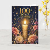 Carte 100e anniversaire bougie (Fleur jaune)