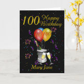 Carte 100e anniversaire Célébration Black Gold (Fleur jaune)