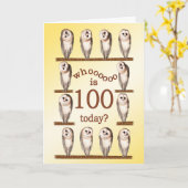 Carte 100e anniversaire, Curious owls card. (Fleur jaune)
