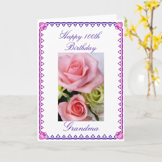 Carte 100e anniversaire de grand-mère (Fleur jaune)