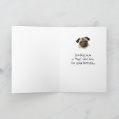 Carte 100e anniversaire de l'humour Pet, pug dog sitter (Intérieur)
