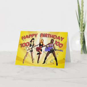 Carte 100e anniversaire de Rockin avec un groupe de fill
