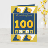 Carte 100e anniversaire d'or et de marine (Fleur jaune)