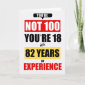 Carte 100e anniversaire drôle 82 ans d'expérience (Devant)