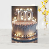 Carte 100e anniversaire gâteau et bougies (Fleur jaune)