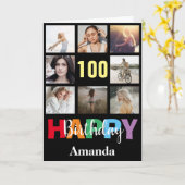 Carte 100e anniversaire heureux Collage photo moderne No (Fleur jaune)