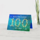 Carte 100e anniversaire - Nombres d'étoiles - âge bleu/v (Devant)