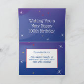 Carte 100e anniversaire - Nombres d'étoiles - Bleu - 100 (Intérieur)