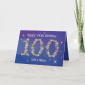 Carte 100e anniversaire - Nombres d'étoiles - Bleu - 100 (Devant)