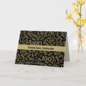 Carte 100e anniversaire Numéro Motif Or et noir (Fleur jaune)
